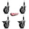 Service Caster 4'' Black Poly Wheel Swivel 1'' Expanding Stem Caster Set 2 Brakes, 4PK SCC-EX20S414-PPUB-BLK-2-PLB-2-1 - alternate 4